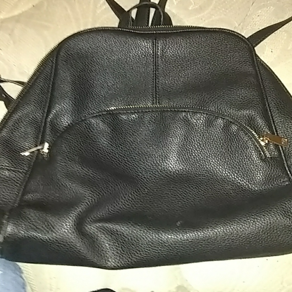 Black leather backpack